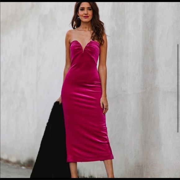 New Zara Velvet Pink Midi Dress Pink - Picture 8 of 15